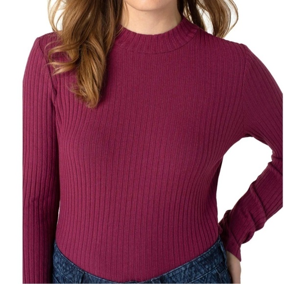 NWT Liverpool Ribbed Mock Neck Knit Long Sleeve Dried Plum - Picture 1 of 8